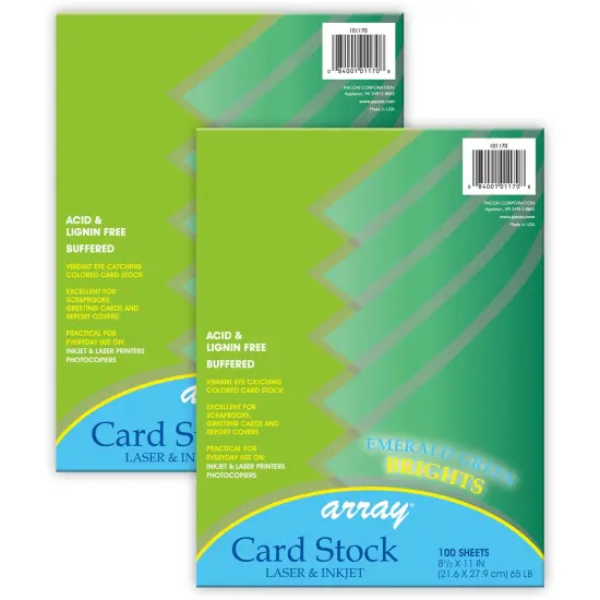 Card Stock, Emerald Green, 8-1/2" x 11", 100 Sheets Per Pack, 2 Packs {1}