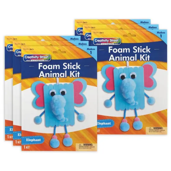 Foam Stick Animal Kit, Elephant, 7.75" x 11" x 1.25", 6 Kits {1}