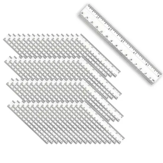 Plastic Ruler, 6", Inches/Metric, Clear, Pack of 48 {2}
