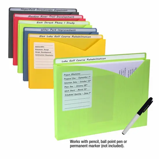 Write-On Poly File Jackets, Assorted Colors, 11" x 8.5", Box of 25 {4}