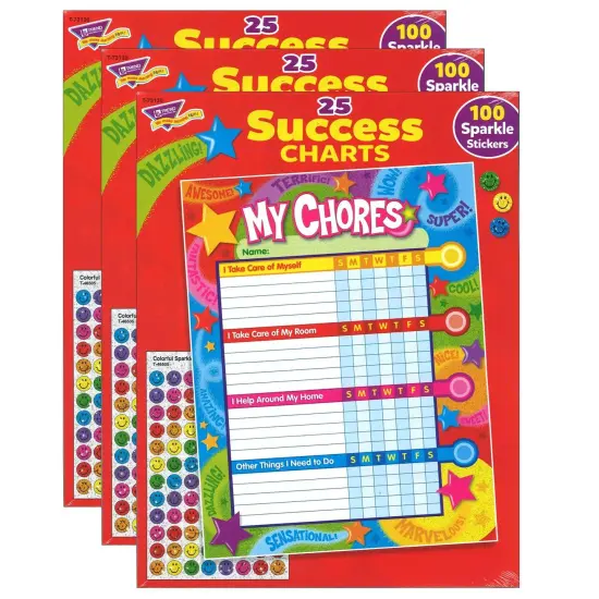 Praise Words 'n Stars Chore Charts, 25 Sheets Per Pad, Pack of 3 {1}
