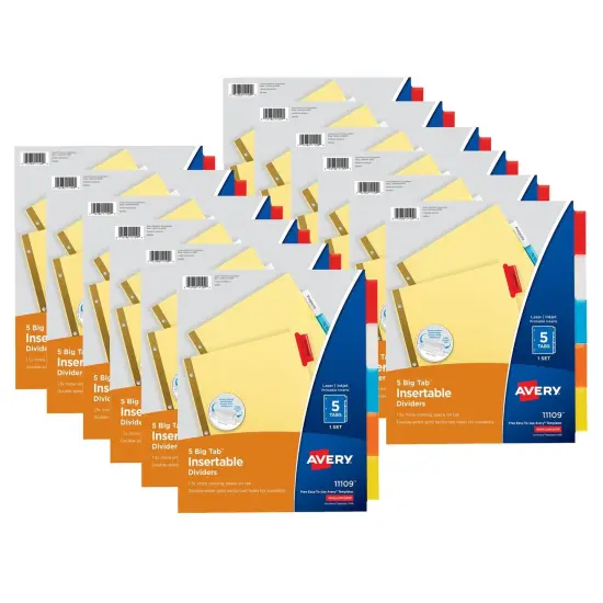 Big Tab&trade; Insertable Dividers, Buff Paper, 5-Tab Set, Multicolor, 12 Sets {1}