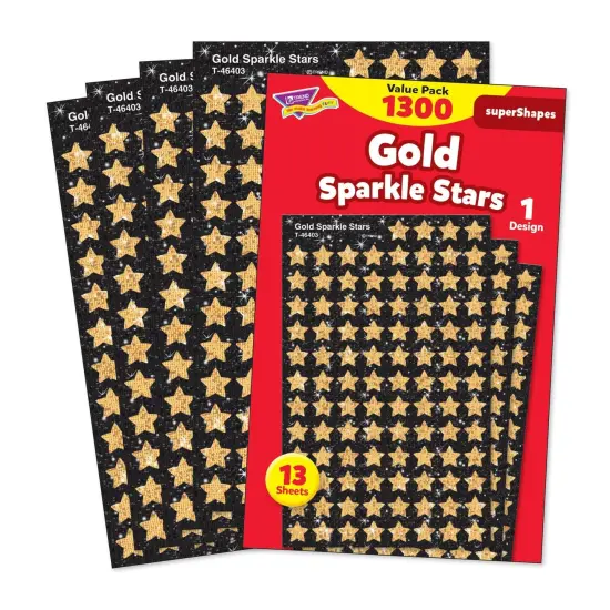Gold Sparkle Stars superShapes Value Pack, 1300 Per Pack, 3 Packs {3}