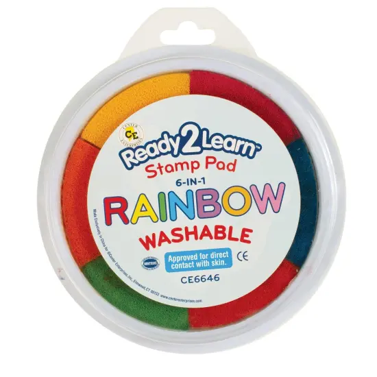 Jumbo 6-in-1 Circular Washable Stamp Pad - Rainbow - 6 Colors - 5.75" dia. - Pack of 3 {2}