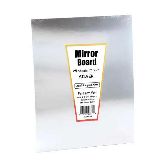 Silver Foil Mirror Board, 5" x 7", 25 Sheets Per Pack, 3 Packs {2}