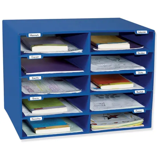 Mailbox, 10-Slot, Blue, 16-5/8"H x 21"W x 12-7/8"D {1}