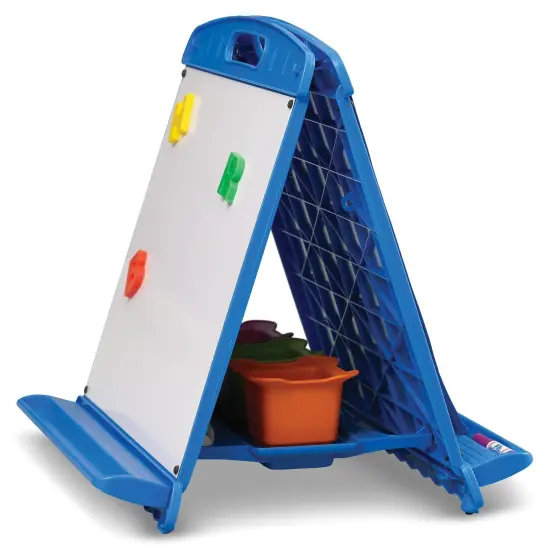 Tabletop Easel with Dry Erase Boards, Pocket Chart, and Storage Tubs {1}