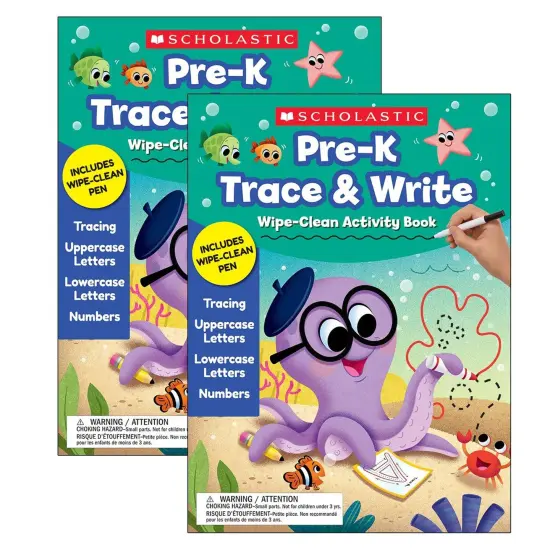 Pre-K Trace & Write Wipe-Clean Activity Book with Pen, Pack of 2 {1}