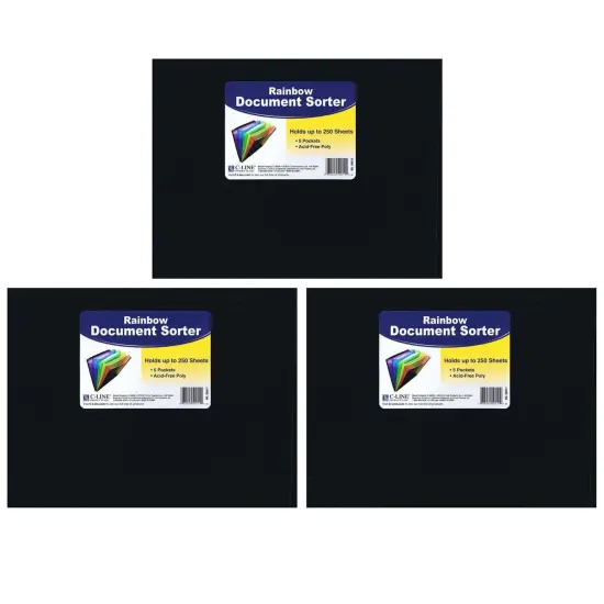 Rainbow Document Sorter, Black/Multicolor, Letter Size, Pack of 3 {2}