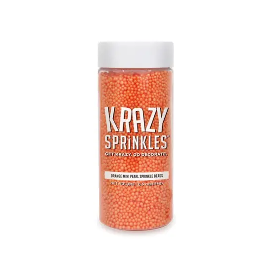 Krazy Sprinkles - Orange Pearl Mini Beads (1/2 Cup, 1x Jar) for Cakes, Ice Cream & Cookies {3}