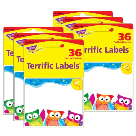 Owl-Stars!&reg; Terrific Name Tag/Labels&trade;, 36 Per Pack, 6 Packs {1}