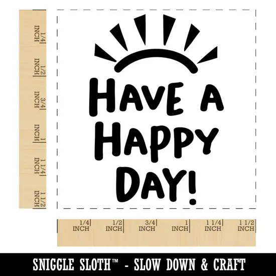 Have a Happy Day Sunshine Self-Inking Rubber Stamp Ink Stamper Blue {1}