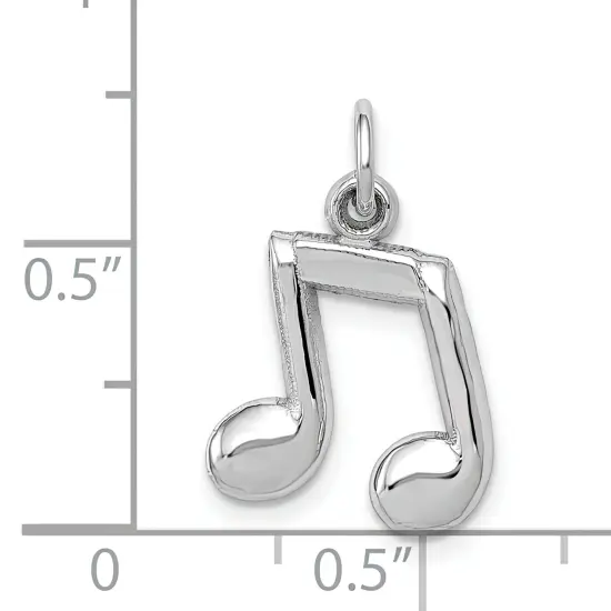 14K White Gold Polished Musical Note Charm Jewelry 20mm x 12mm {4}