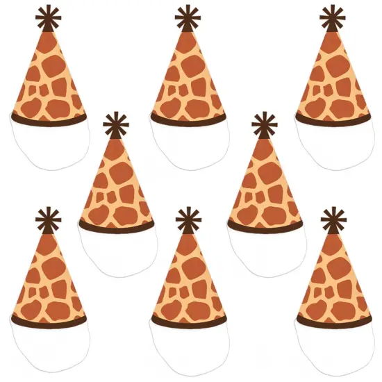 Big Dot of Happiness Giraffe Print - Cone Happy Birthday Party Hats for Kids and Adults - Set of 8 (Standard Size) {7}