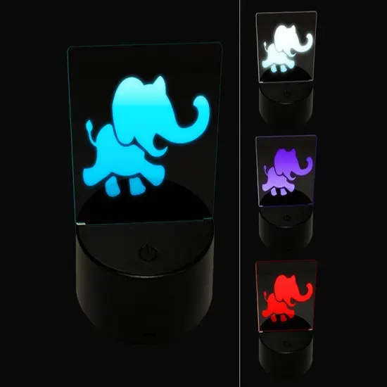 Marching Baby Elephant 3D Illusion LED Night Light Sign Nightstand Desk Lamp {1}