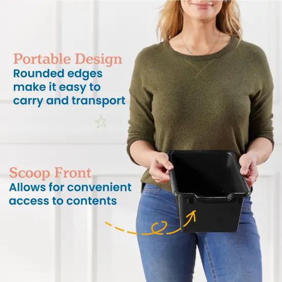 Scoop Front Storage Bins, Multipurpose Organization, 5-Pack Black {4}