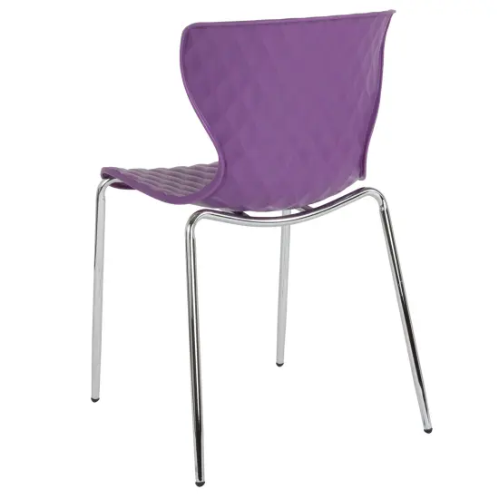 Emma and Oliver 4 Pack Contemporary Design Plastic Stack Chair Purple {4}