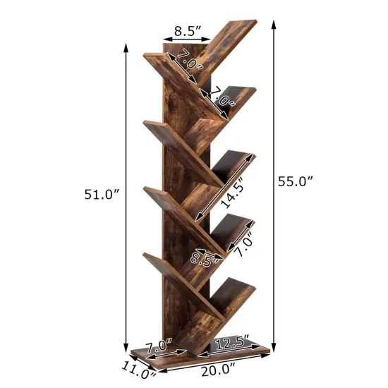 Costway Tree Bookshelf 8-Tier Bookcase Free Standing Book Rack Display Stand {2}