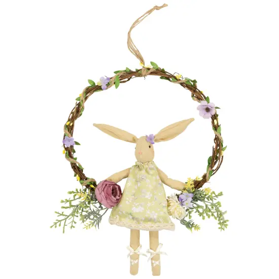 Northlight Girl Bunny Artificial Floral Easter Wreath - 10" - Green Yellow {1}