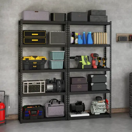 Costway 1/2/3/4 PCS 5-Tier Heavy Duty Storage Shelf Storage Utility Rack Shelf with Anti-tipping Device Black {6}