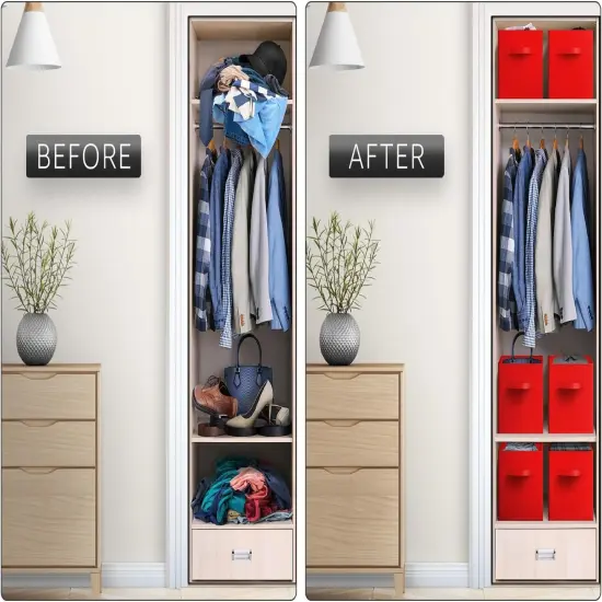 Sorbus Fabric Collapsible Cube Storage Bins Set (6 Pack) Red {6}