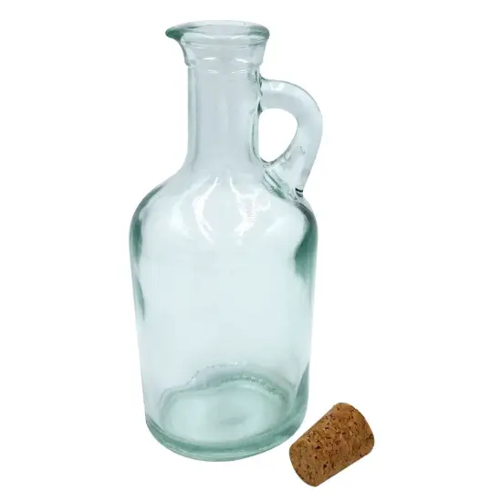 Green Glass Jug Oil / Vinegar with Cork Stopper, 8 Ounce {3}