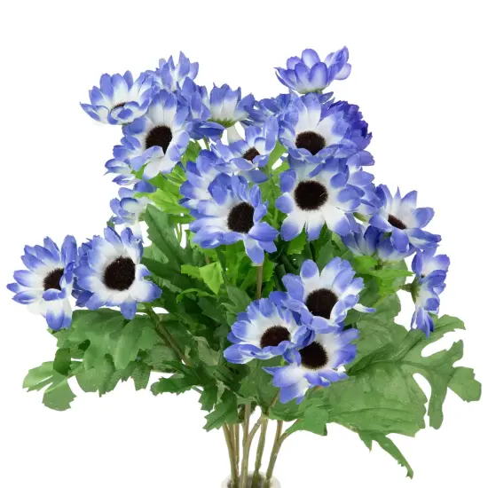 Allstate Cineraria Daisies Artificial Floral Spray- 15" - Blue {4}