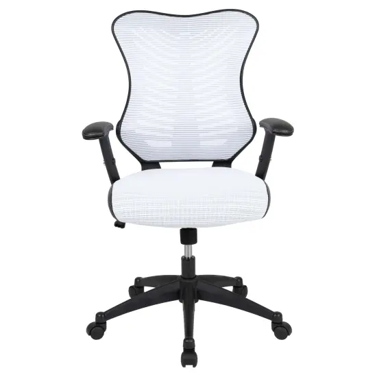 Emma and Oliver High Back Designer Mesh Executive Ergonomic Office Chair w/ Adjustable Arms White Mesh {3}
