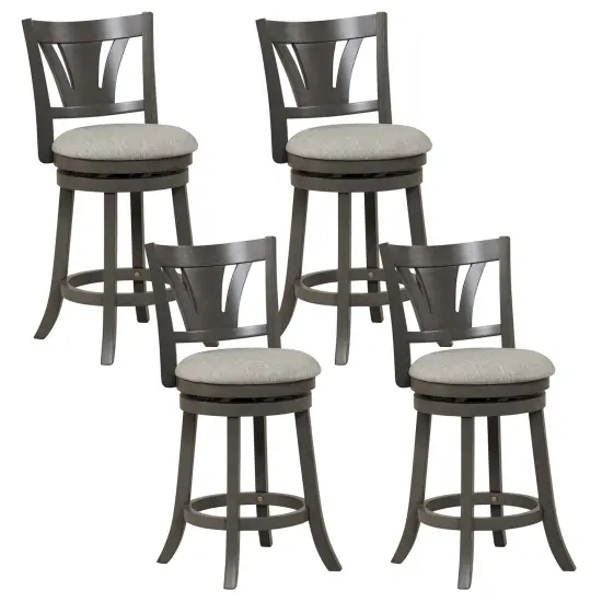 Costway 26.5'' Swivel Bar Stool Counter Height with Curved Backrest & Rubber Wood Legs {9}