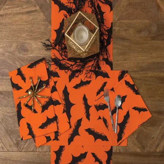 Orange & Black Bats Halloween Single Placemat Place Mat Spooky Scary, 13" x 19" {4}
