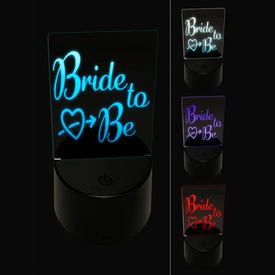 Bride to Be with Heart Wedding Bridal Shower 3D Illusion LED Night Light Sign Nightstand Desk Lamp {1}