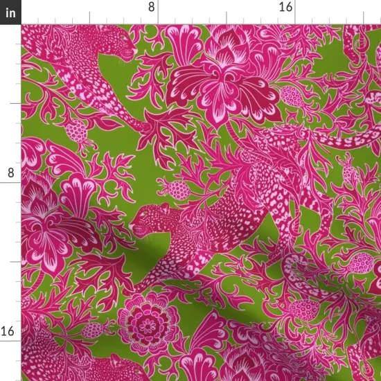 Various Fabrics by the Yard or Fat Quarter Chinoiserie Maximalist Chintz Cheetah Jungle Hot Pink Bright Neon Custom Printed Fabric by Spoonflower {2}
