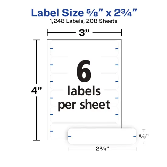 Avery File Folder Labels, 5/8" x 2-3/4", White, Non-Printable, 8 Packs, 1,248 Blank Labels Total (21925) {4}