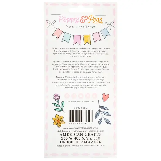 American Crafts Poppy And Pear Acrylic Stamp Set-12/Pkg {3}