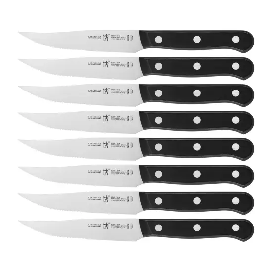Henckels Solution Steak Knife Set of 8, Black, Stainless Steel {1}
