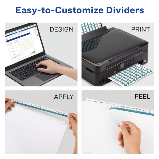 Avery 12 Tab Dividers for 3 Ring Binder, Easy Print & Apply Clear Label Strip, Index Maker Customizable Multicolor Tabs, 5 Sets (11405) {3}
