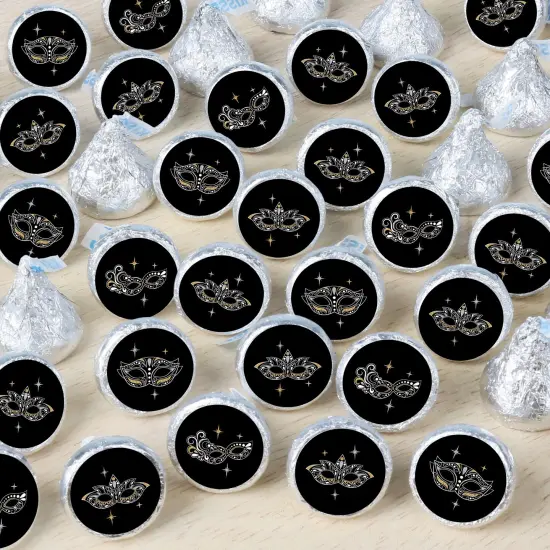 Big Dot of Happiness Masquerade - Venetian Mask Party Small Round Candy Stickers - Party Favor Labels - 324 Count {1}