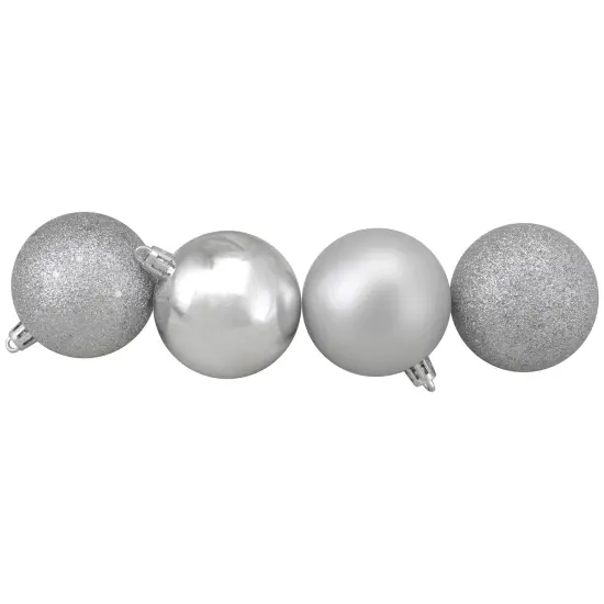 Northlight Shatterproof 4 Finish Christmas Ball Ornaments 3.25" (80mm) - Silver - 32ct {5}