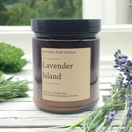 Lavender Island Soy Candle 8oz Hand Poured with All Natural Soy Wax and Fragrant/ Essential Oils! | Floral Candle | Birthday Gift | Christmas Gift {2}