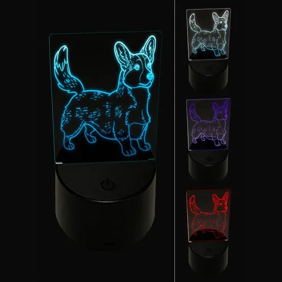 Loyal Cardigan Welsh Corgi Pet Dog 3D Illusion LED Night Light Sign Nightstand Desk Lamp {1}