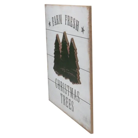 Northlight 16" White Washed Farm Fresh Christmas Trees Wooden Wall Sign {5}