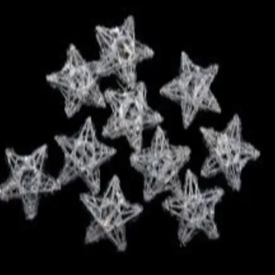 PENN Sparkling Glittered Star Christmas Light Set - Warm White - 6.6' Silver Wire - 10ct Clear {3}