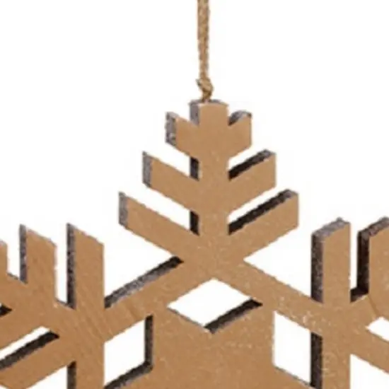 Allstate 18.5" Winter Light Country Rustic Silver Glitter Snowflake Decorative Christmas Ornament Brown {4}
