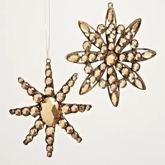 Roman 5.5" Brown Jeweled Diamond Gem Snowflake Christmas Ornament {3}