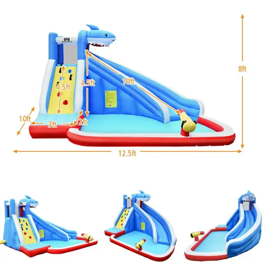 Costway Inflatable Water Slide Animal Shaped Bounce House Castle Splash Water Pool without Blower {2}