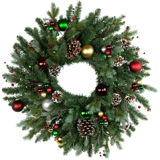 Northlight Shatterproof Ball Ornament Christmas Pick - 6.75" - Traditional Colors Multi {5}