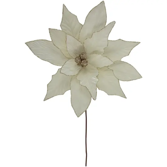 Northlight 24" Cream Poinsettia Christmas Stem Spray Ivory {1}