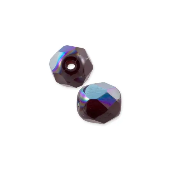 Czech Fire Polished Glass Round Beads 6mm Garnet AB (Package of 25) {1}