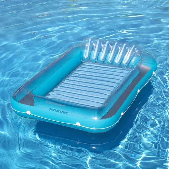 Swimline Blue Inflatable Swimming Pool Suntan Lounger with Pillow 70" {4}