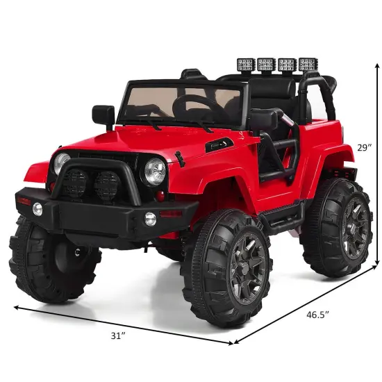 12V Kids Remote Control Riding Truck Car with LED Lights Perfect Gift for Boys Girls Red {4}
